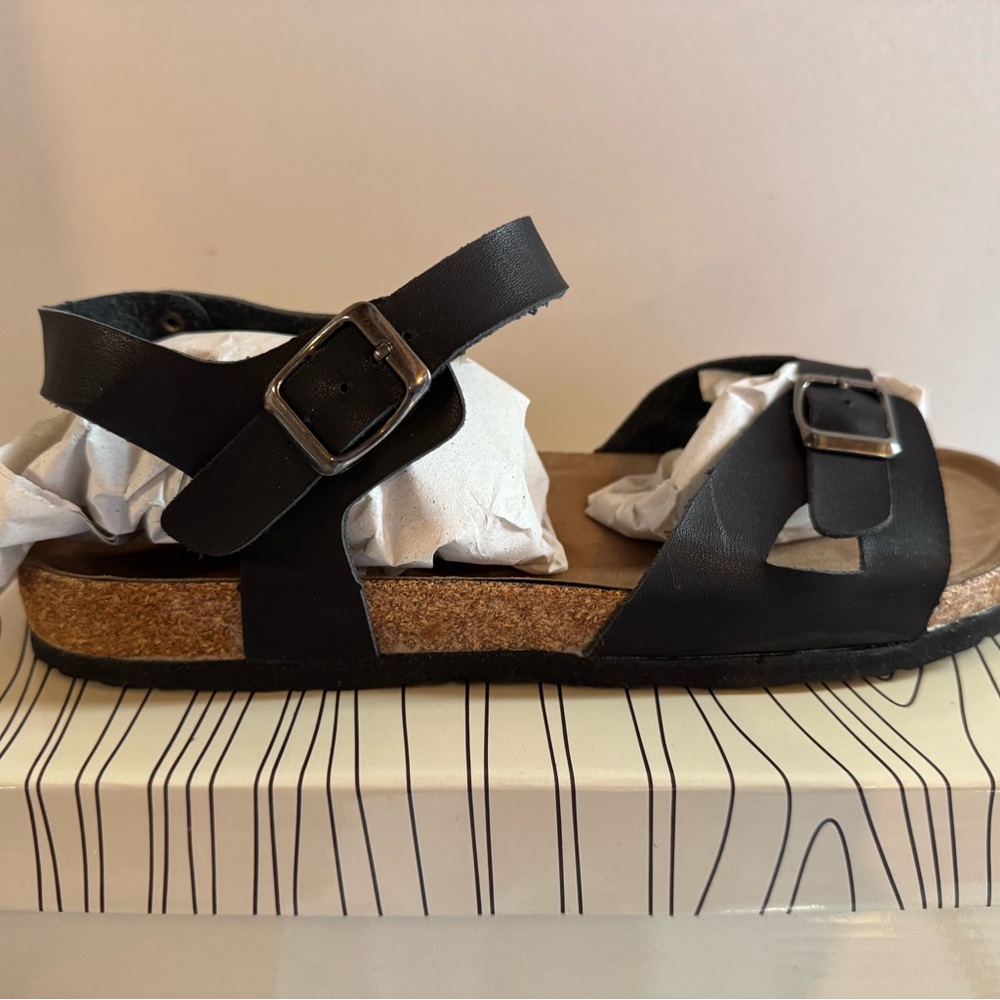 Black Leather Women's Sandals